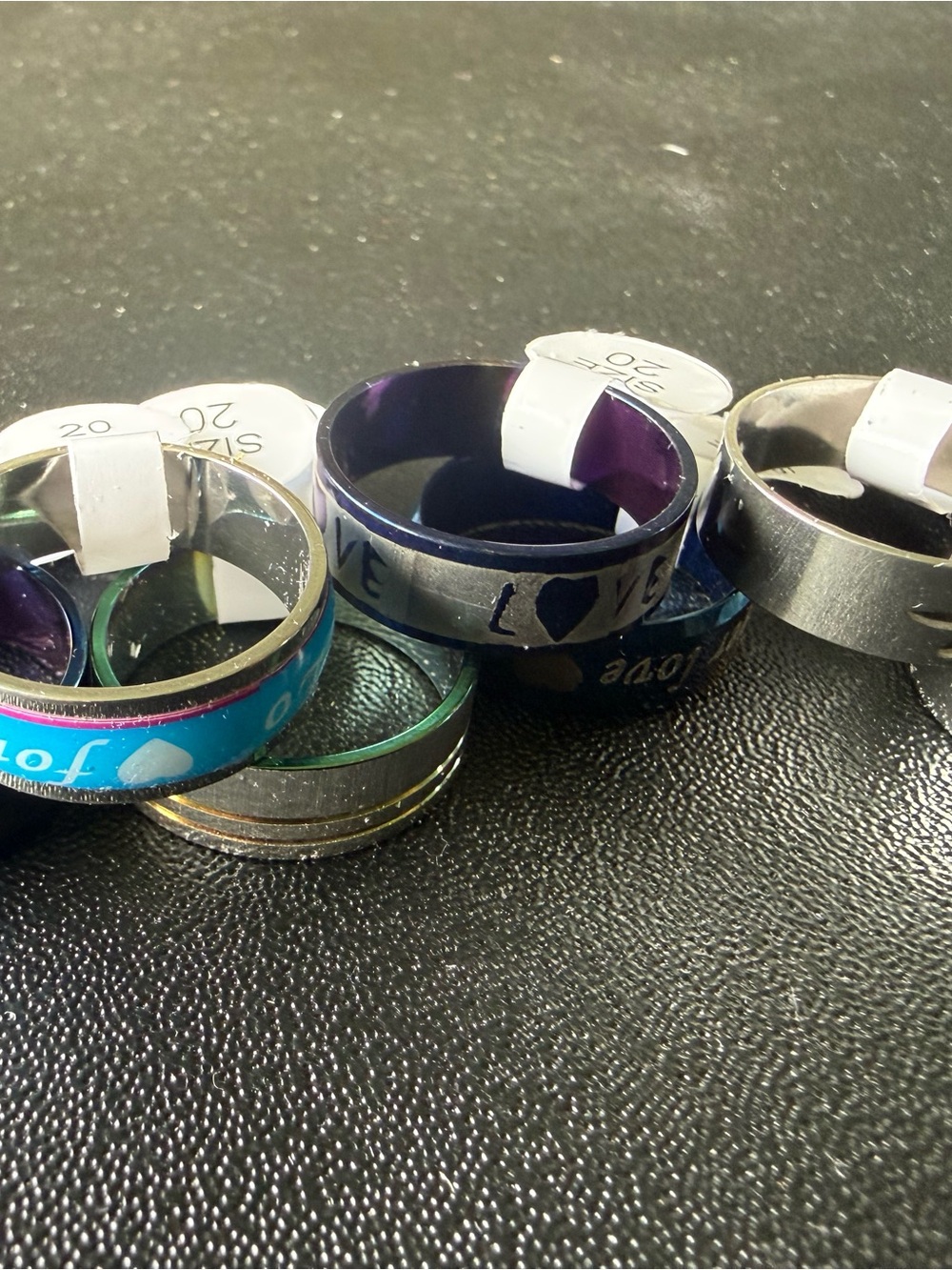 NWT bundle of 11 Men's Stainless Steel Rings in Blue, Multi-Color Set